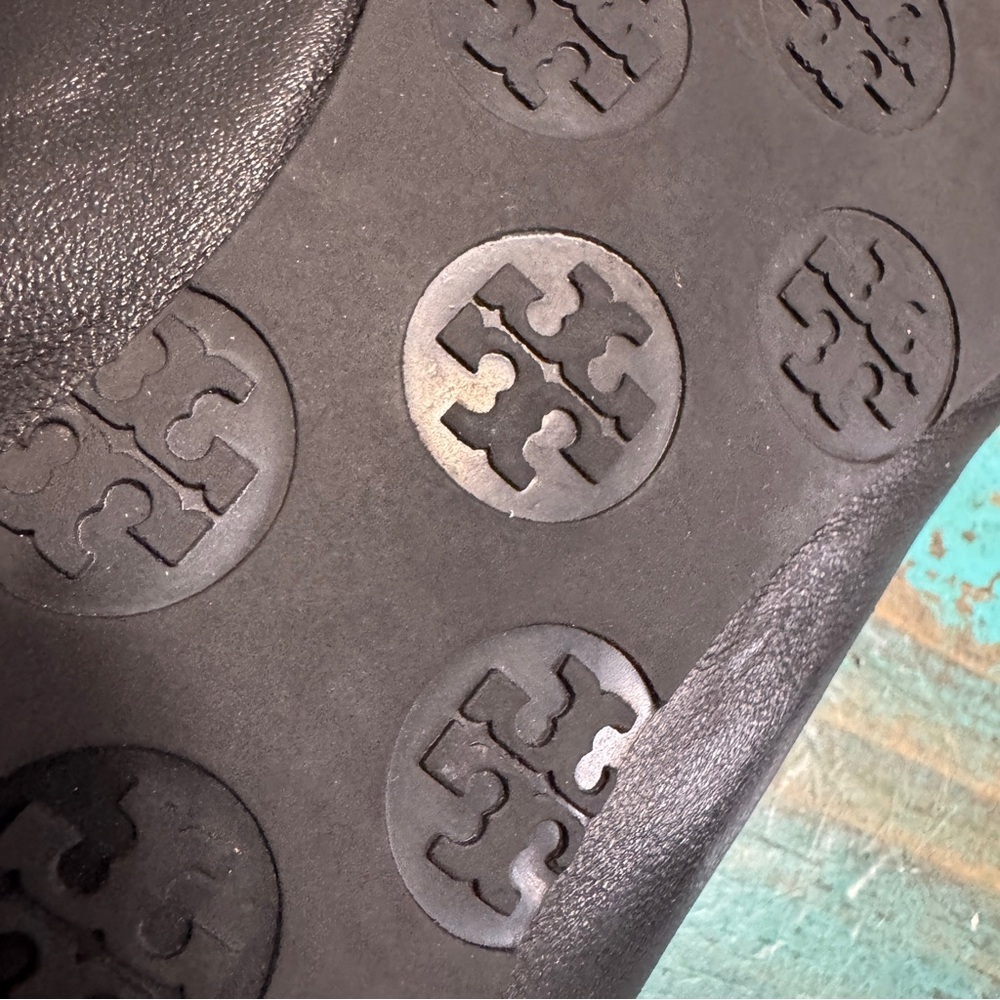 Tory Burch Classic Reva Black Leather Ballet Flats Size 13 - Picture 7 of 12